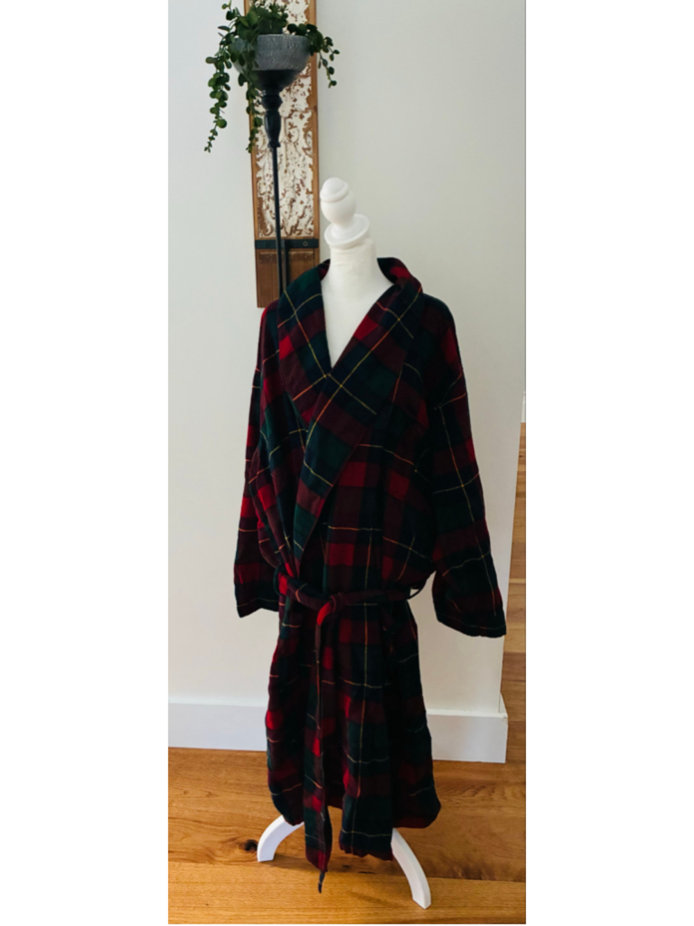 Women's L.L.Bean Plaid Cotton Robe XXL Red Green Christmas preppy